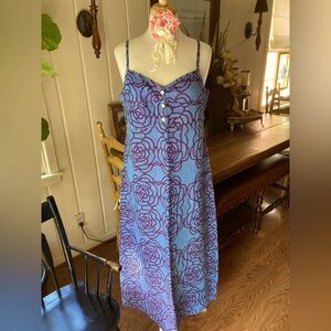 Flax Blue and Purple Floral Maxi Dress